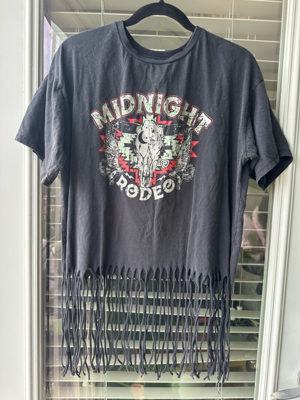 Rock & Roll Denim Midnight Rodeo Fringe Cotton Boho Tee